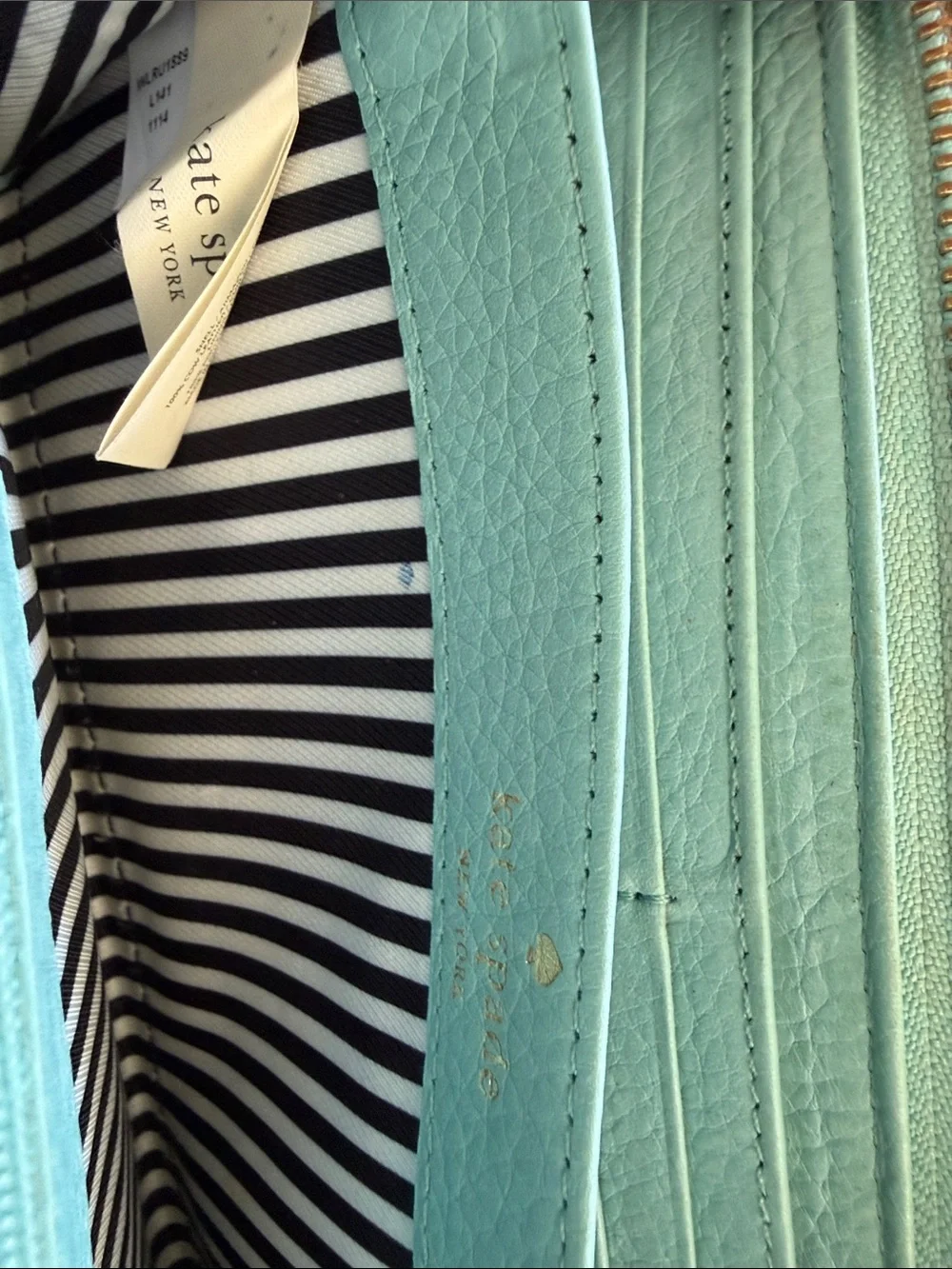 kate spade Zip Around Pebbled Wallet in Mint
